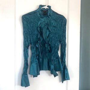 Ruffled Crinkle Sunny Taylor Sapphire Blouse